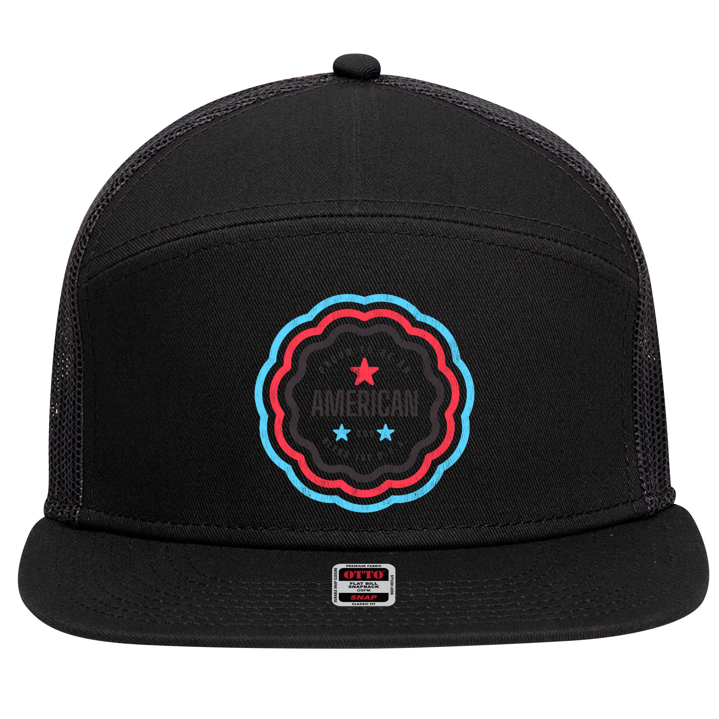 Proud To Be An American Patriotic Usa Gift 7 Panel Mesh Trucker Snapback Hat