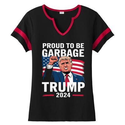 Proud To Be Garbage Trump 2024 Vote Trump Team Garbage Ladies Halftime Notch Neck Tee