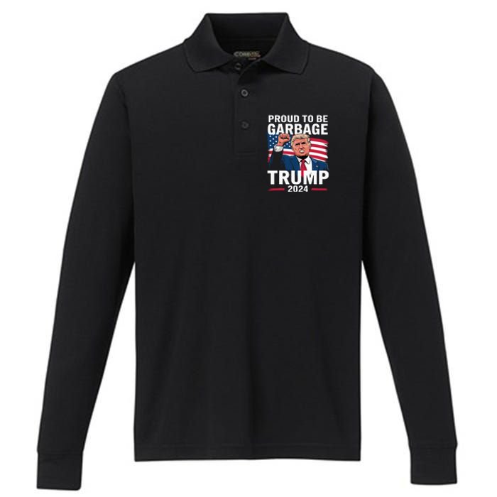 Proud To Be Garbage Trump 2024 Vote Trump Team Garbage Performance Long Sleeve Polo