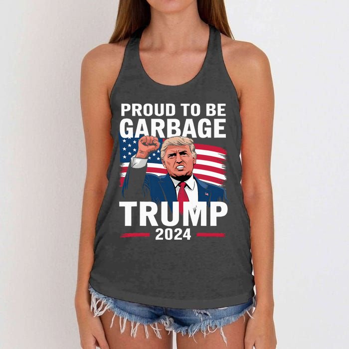 Proud To Be Garbage Trump 2024 Vote Trump Team Garbage Women's Knotted Racerback Tank