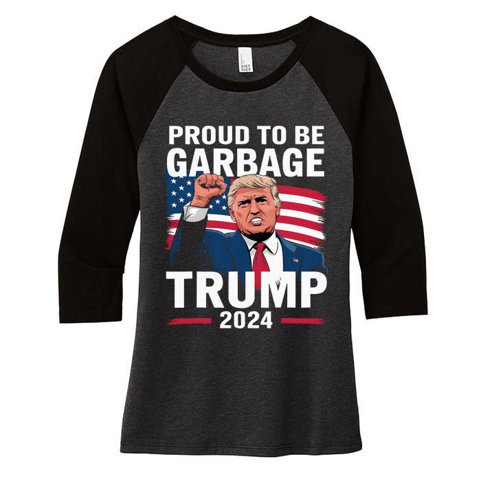 Proud To Be Garbage Trump 2024 Vote Trump Team Garbage Women's Tri-Blend 3/4-Sleeve Raglan Shirt