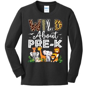 Prek Teacher Back To School Wild About Prek Kids Long Sleeve Shirt