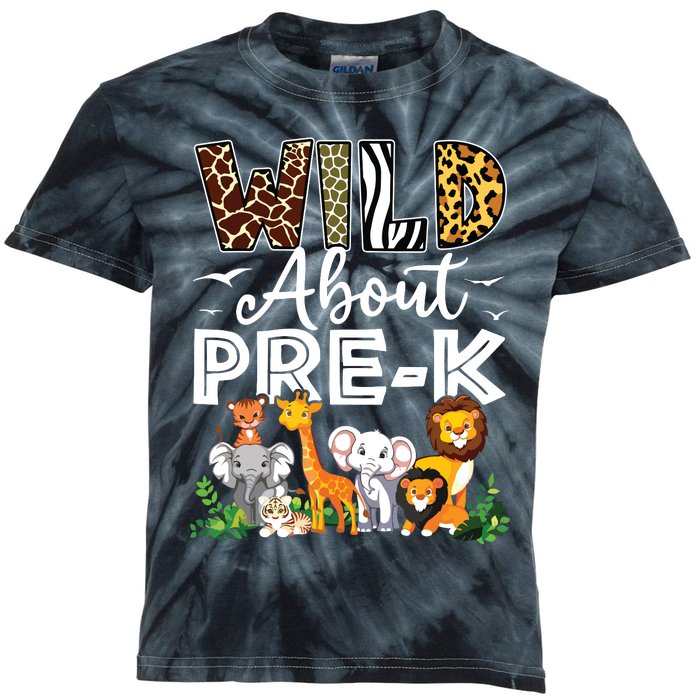 Prek Teacher Back To School Wild About Prek Kids Tie-Dye T-Shirt