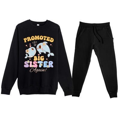 Promoted To Be Big Sister Again 2025 Cute Sis Gift Premium Crewneck Sweatsuit Set