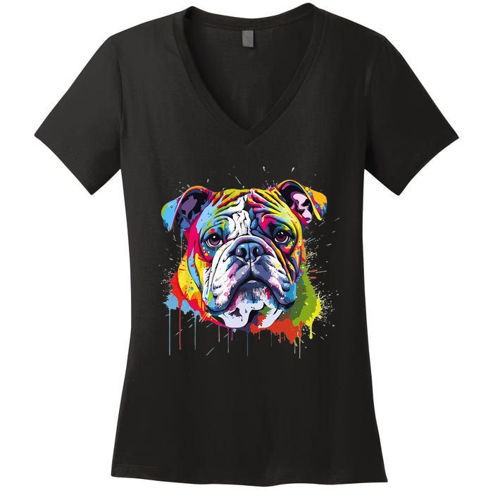 Proud To Be A Bulldog Lover Women's V-Neck T-Shirt