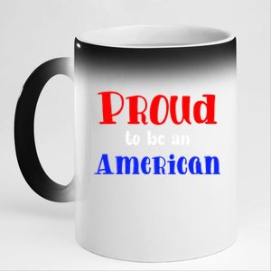 Proud To Be An American Gift 11oz Black Color Changing Mug