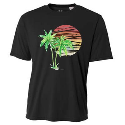 Palm Tree Beach Summer Vacation Holiday Island Cooling Performance Crew T-Shirt