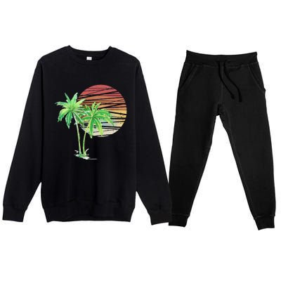 Palm Tree Beach Summer Vacation Holiday Island Premium Crewneck Sweatsuit Set