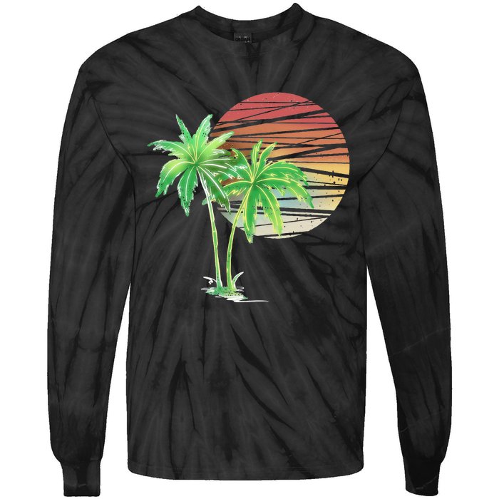 Palm Tree Beach Summer Vacation Holiday Island Tie-Dye Long Sleeve Shirt