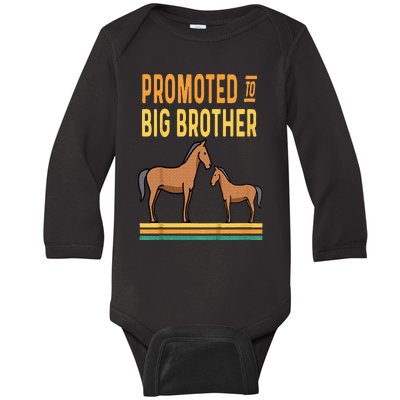 Promoted to Big Brother Baby Announcement Horse Mare Pony Baby Long Sleeve Bodysuit