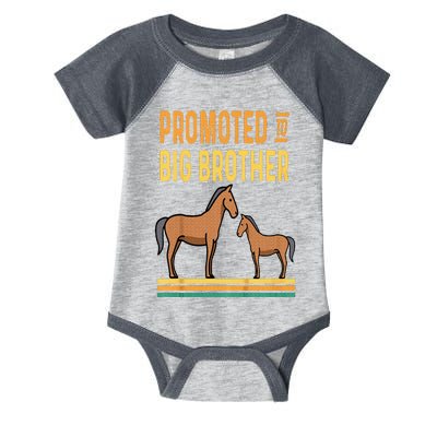 Promoted to Big Brother Baby Announcement Horse Mare Pony Infant Baby Jersey Bodysuit