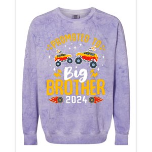 Promoted To Big Brother 2024 Monster Truck Boy Colorblast Crewneck Sweatshirt