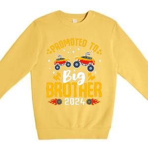 Promoted To Big Brother 2024 Monster Truck Boy Premium Crewneck Sweatshirt