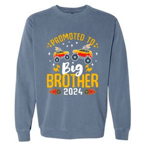 Promoted To Big Brother 2024 Monster Truck Boy Garment-Dyed Sweatshirt