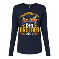 Promoted To Big Brother 2024 Monster Truck Boy Womens Cotton Relaxed Long Sleeve T-Shirt