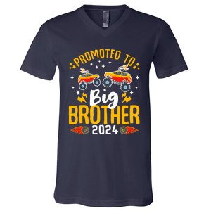 Promoted To Big Brother 2024 Monster Truck Boy V-Neck T-Shirt