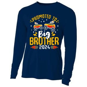 Promoted To Big Brother 2024 Monster Truck Boy Cooling Performance Long Sleeve Crew