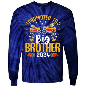 Promoted To Big Brother 2024 Monster Truck Boy Tie-Dye Long Sleeve Shirt