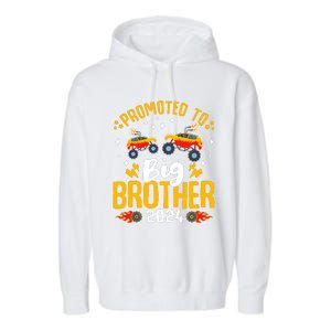 Promoted To Big Brother 2024 Monster Truck Boy Garment-Dyed Fleece Hoodie