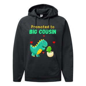 Promoted To Big Cousin Dinosaur I Love U Baby Kiss Performance Fleece Hoodie