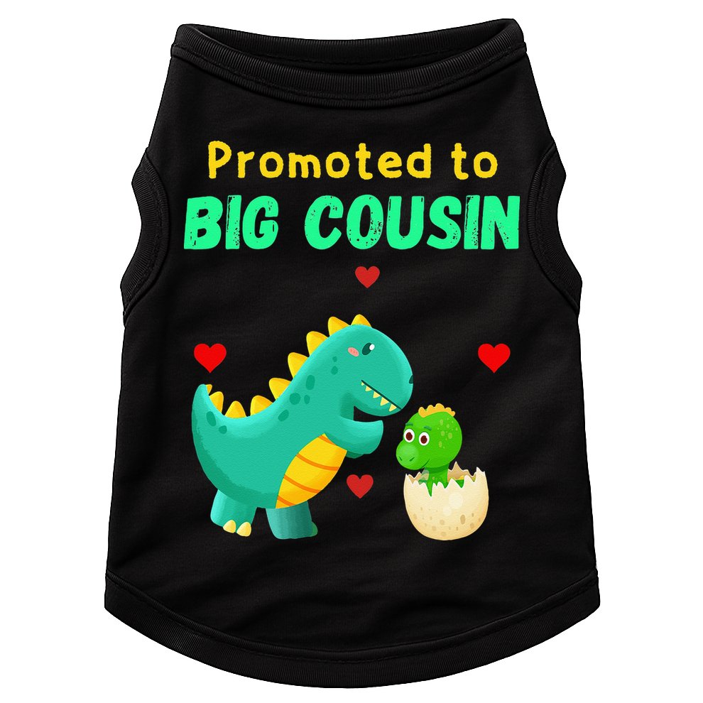 Promoted To Big Cousin Dinosaur I Love U Baby Kiss Doggie Tank