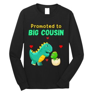 Promoted To Big Cousin Dinosaur I Love U Baby Kiss Long Sleeve Shirt