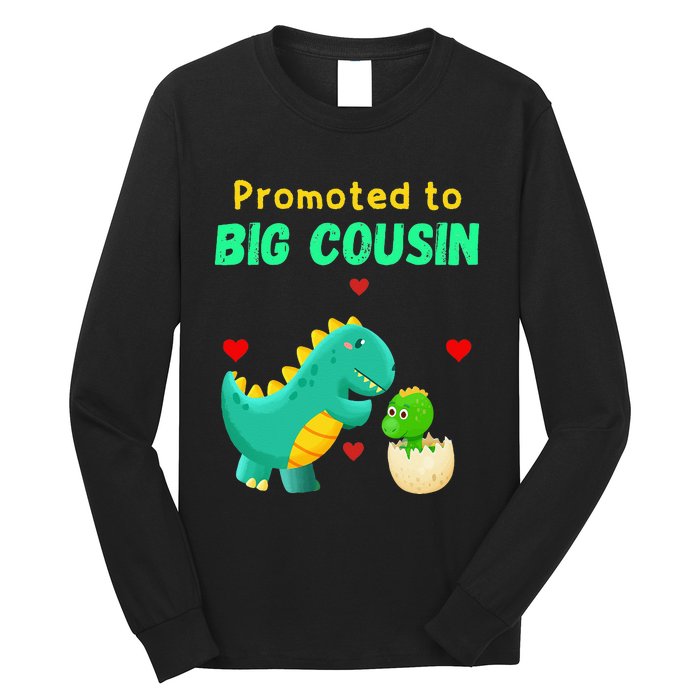 Promoted To Big Cousin Dinosaur I Love U Baby Kiss Long Sleeve Shirt