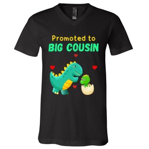 Promoted To Big Cousin Dinosaur I Love U Baby Kiss V-Neck T-Shirt