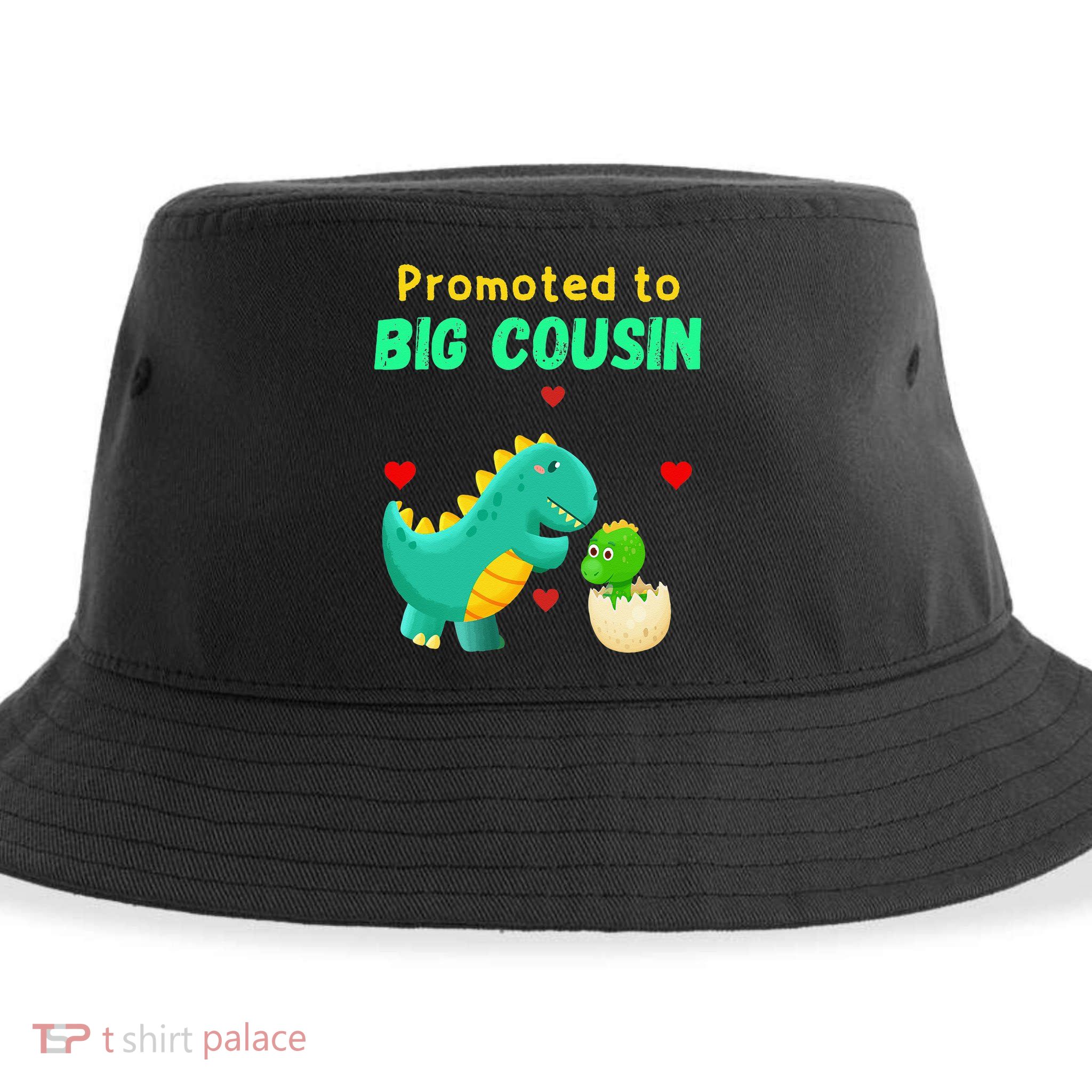 Promoted To Big Cousin Dinosaur I Love U Baby Kiss Sustainable Bucket Hat