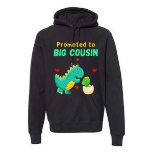 Promoted To Big Cousin Dinosaur I Love U Baby Kiss Premium Hoodie