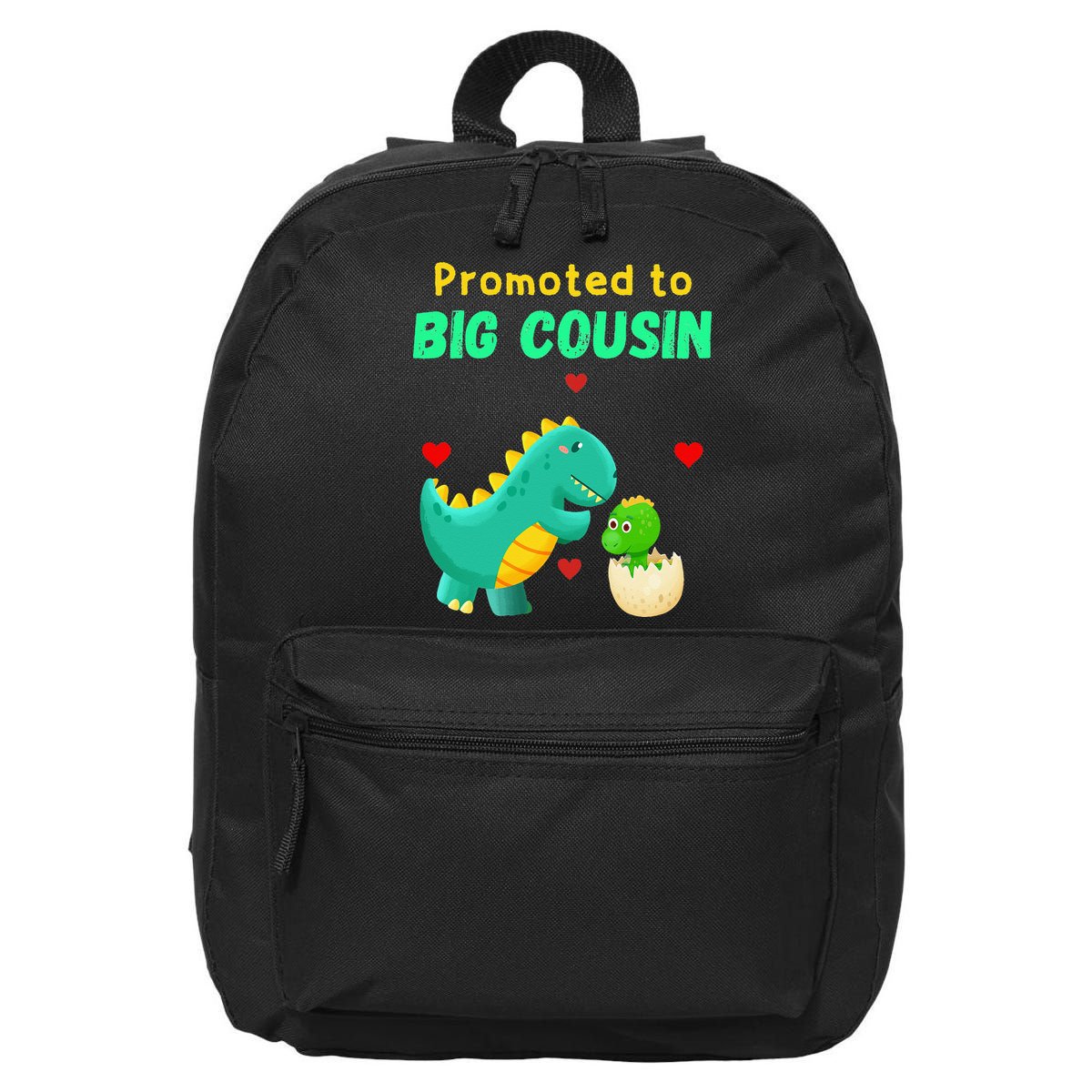 Promoted To Big Cousin Dinosaur I Love U Baby Kiss 16 in Basic Backpack