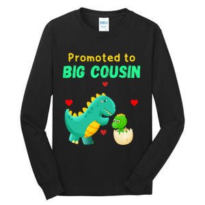 Promoted To Big Cousin Dinosaur I Love U Baby Kiss Tall Long Sleeve T-Shirt