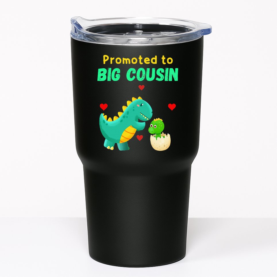 Promoted To Big Cousin Dinosaur I Love U Baby Kiss Tumbler