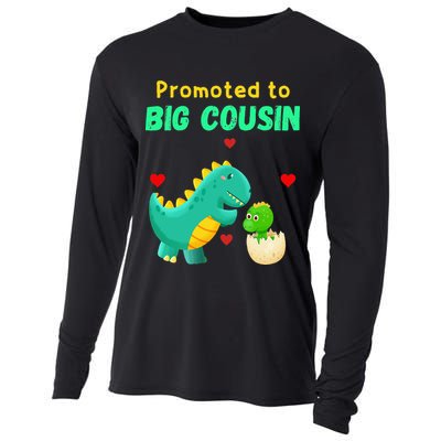 Promoted To Big Cousin Dinosaur I Love U Baby Kiss Cooling Performance Long Sleeve Crew