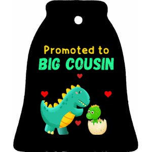 Promoted To Big Cousin Dinosaur I Love U Baby Kiss Ceramic Bell Ornament