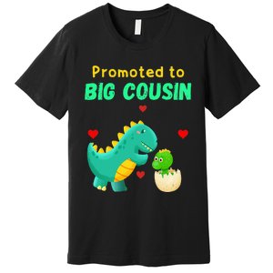 Promoted To Big Cousin Dinosaur I Love U Baby Kiss Premium T-Shirt