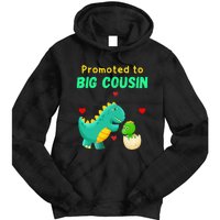 Promoted To Big Cousin Dinosaur I Love U Baby Kiss Tie Dye Hoodie