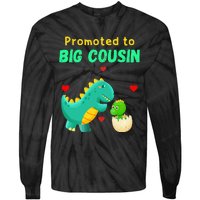 Promoted To Big Cousin Dinosaur I Love U Baby Kiss Tie-Dye Long Sleeve Shirt