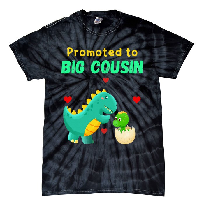 Promoted To Big Cousin Dinosaur I Love U Baby Kiss Tie-Dye T-Shirt