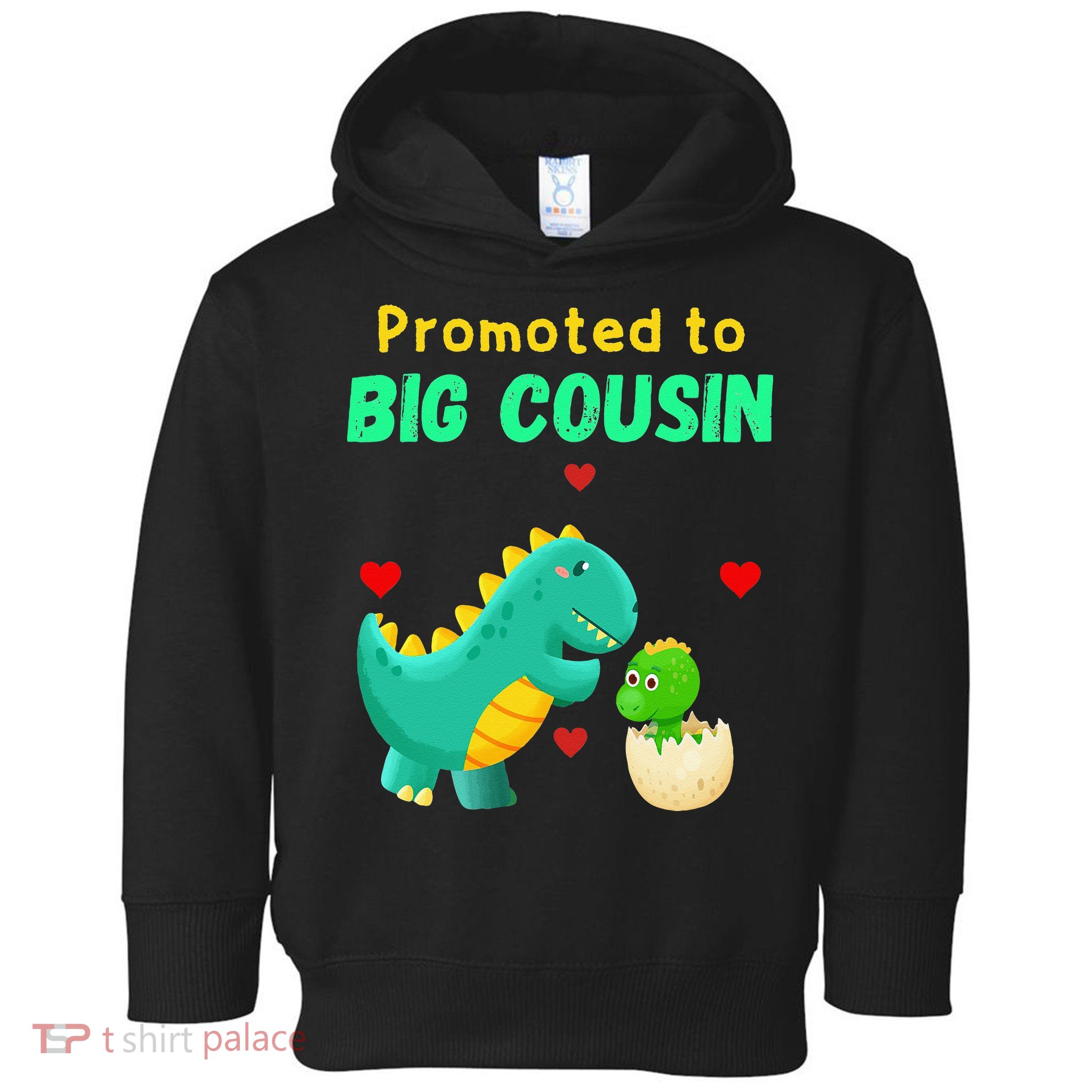 Promoted To Big Cousin Dinosaur I Love U Baby Kiss Toddler Hoodie