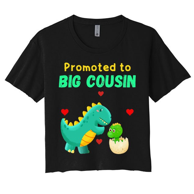 Promoted To Big Cousin Dinosaur I Love U Baby Kiss Crop Top