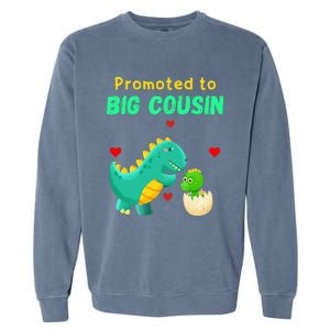 Promoted To Big Cousin Dinosaur I Love U Baby Kiss Garment-Dyed Sweatshirt