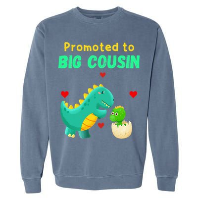 Promoted To Big Cousin Dinosaur I Love U Baby Kiss Garment-Dyed Sweatshirt