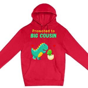 Promoted To Big Cousin Dinosaur I Love U Baby Kiss Premium Pullover Hoodie