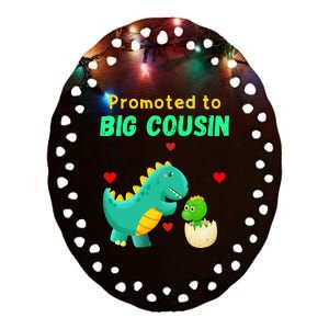 Promoted To Big Cousin Dinosaur I Love U Baby Kiss Ceramic Oval Ornament