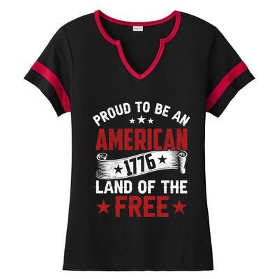 Proud To Be An American Cute Gift Ladies Halftime Notch Neck Tee