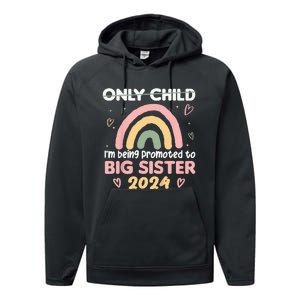 Promoted To Big Sister 2024 Rainbow Cute Sibling 2024 Performance Fleece Hoodie