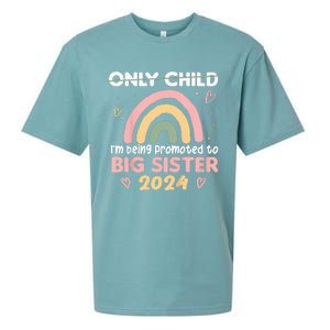 Promoted To Big Sister 2024 Rainbow Cute Sibling 2024 Sueded Cloud Jersey T-Shirt