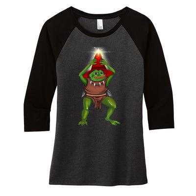 Pepe The Bullywug Women's Tri-Blend 3/4-Sleeve Raglan Shirt