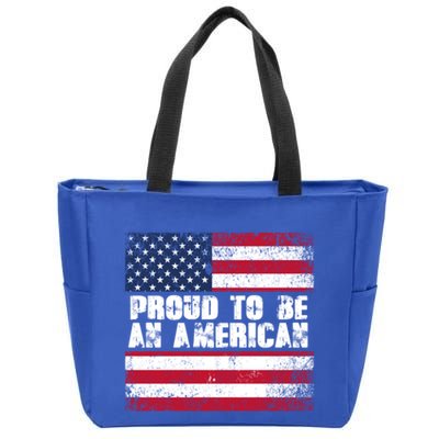 Proud To Be An American Usa Flag Gift Zip Tote Bag